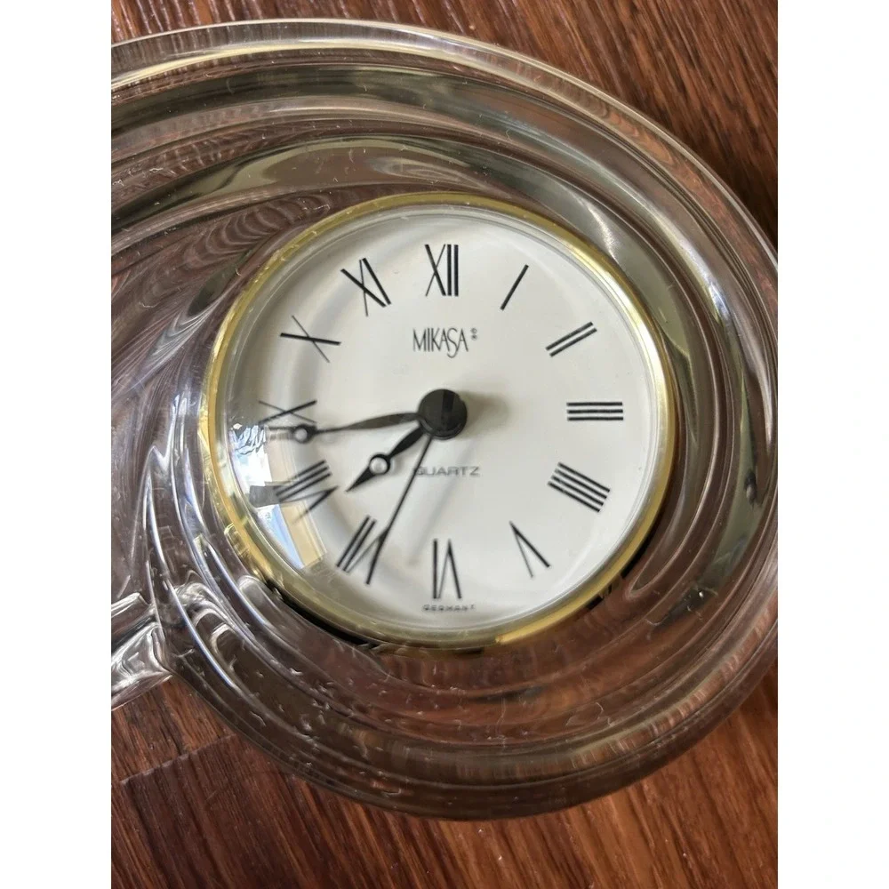 Mikasa Crystal Wave Quartz Mantle Desk Clock Germany
